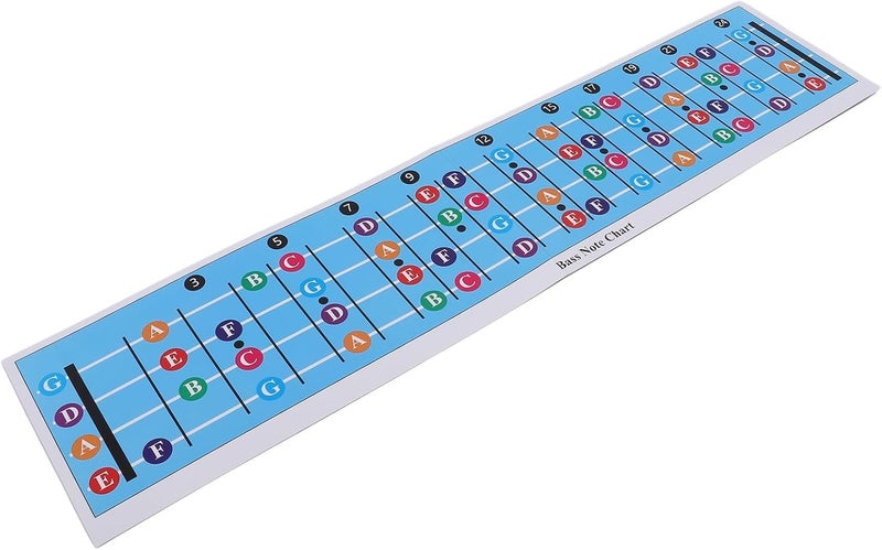 Bass Guitar Fretboard Note Chart, Color Coded Learning Aid for 4 String Acoustic and Electric Bass, Easy Setup Guide for Standard E A D G Tuning Practice - Image 3