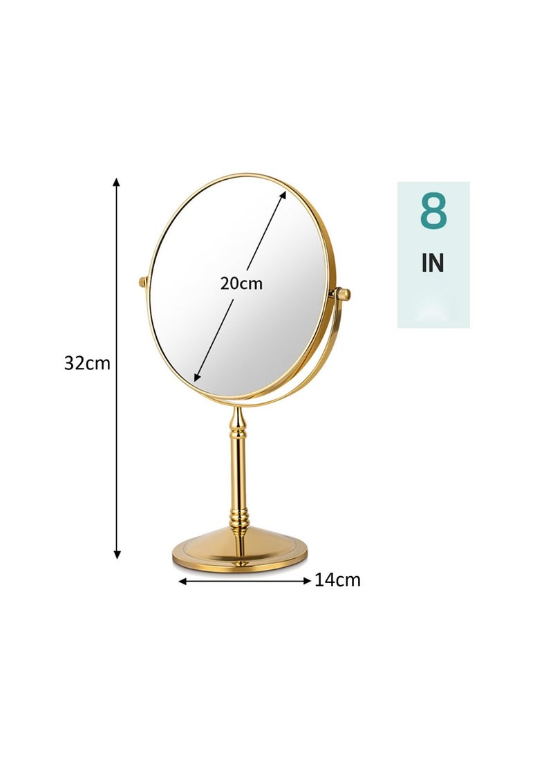 Generic - 8 Inches Round Double Sided Mirror Bathroom Tabletop Magnifying Mirrors 1x/5x Magnification - Image 1