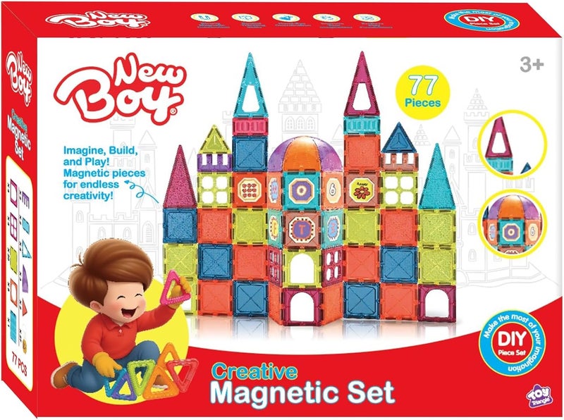 NewBoy Magnetic Building Discs Set for Kids – 77-Piece - Image 1