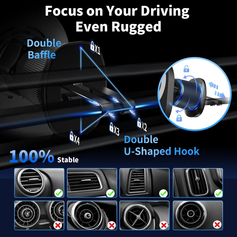 AOUXSEEM for Magsafe Car Charger Mount,15W Fast Charging,20xN55 Magnets,Car Phone Holder Wireless Car Charger Magnetic Phone Holder for iPhone 17/16/15/14/13/12/Pro/Plus/Max Samsung Galaxy S Series - Image 5