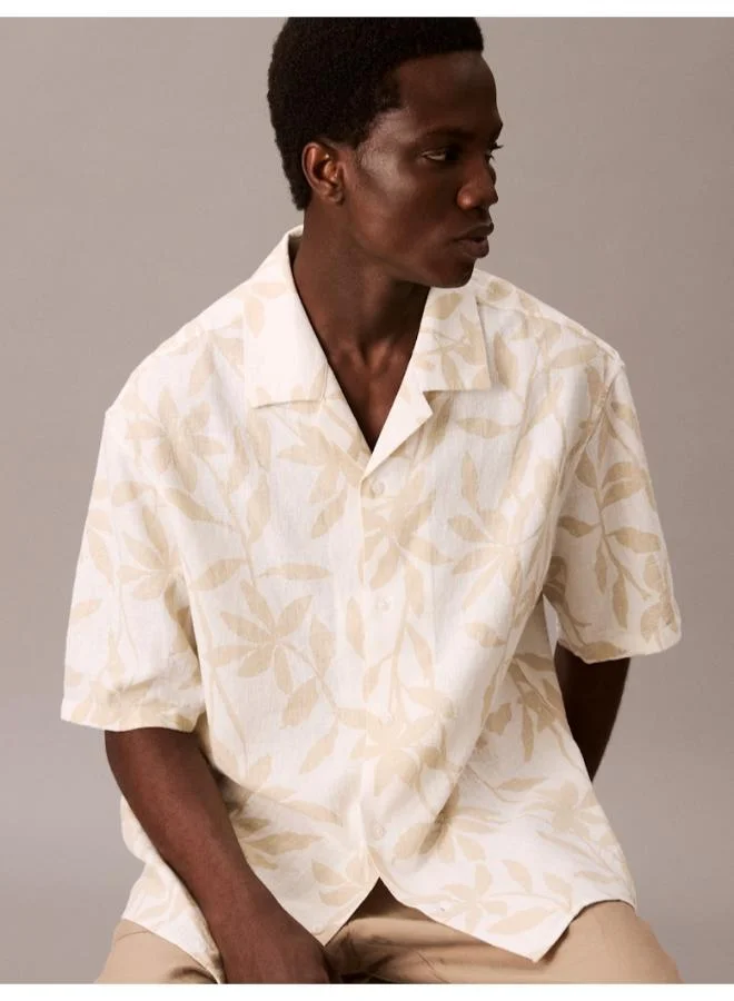 CALVIN KLEIN Linen Cotton Short Sleeve Shirt
