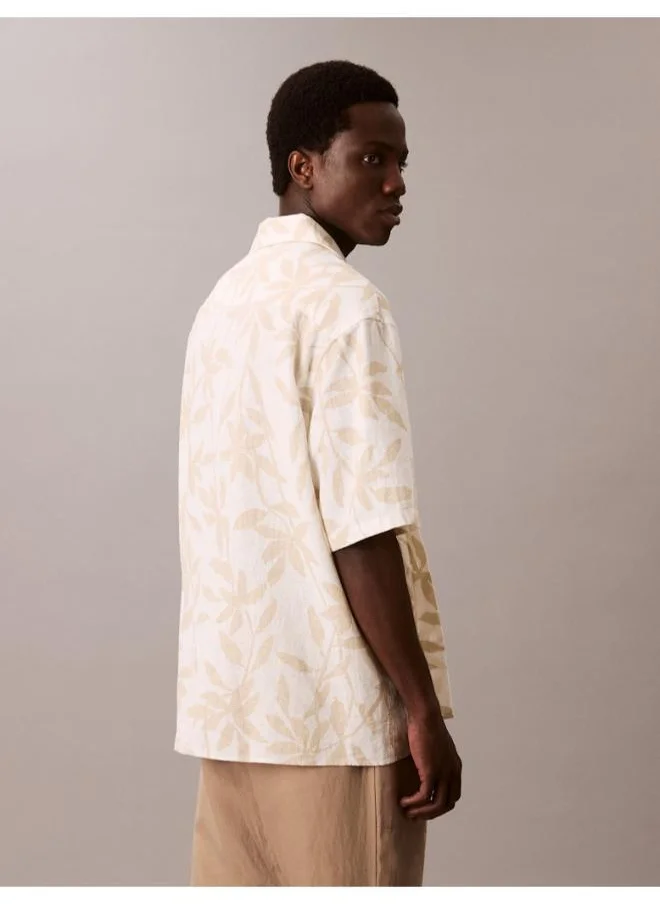 كالفن كلاين Linen Cotton Short Sleeve Shirt