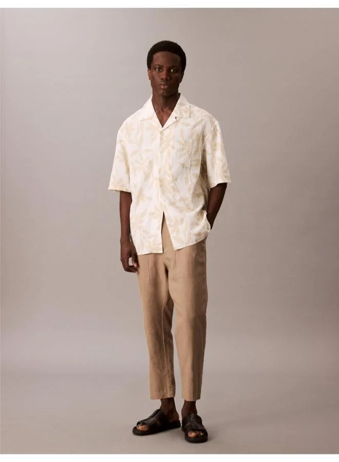 CALVIN KLEIN Linen Cotton Short Sleeve Shirt