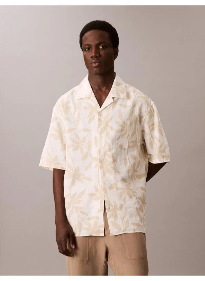 كالفن كلاين Linen Cotton Short Sleeve Shirt