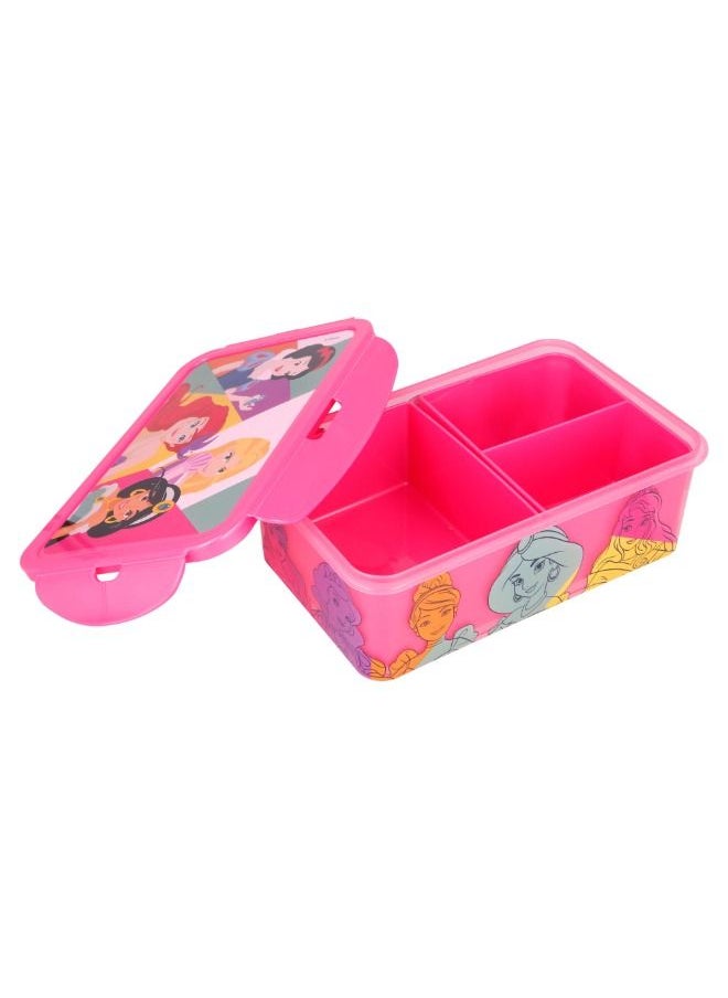 Disney - Rectangular Food Container with Removable Compartments 1190 ml Food Box with Disney Princess Bright and Bold BPA Free Leak Proof Lunch Box for Kids - Image 1