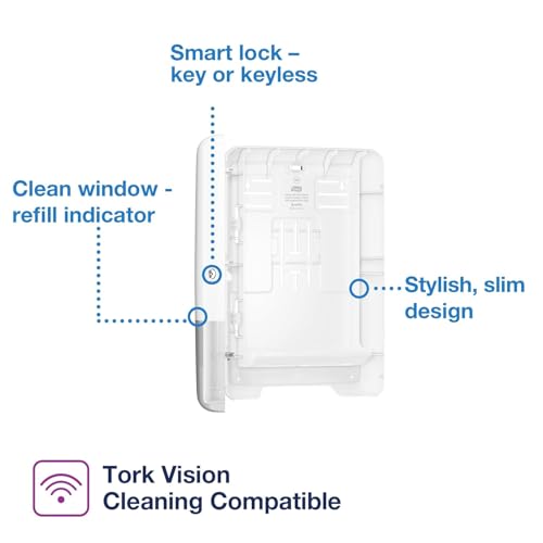 Tork Xpress Multifold Hand Towel Dispenser White H2, Slim, One-at-a-Time Dispensing, Elevation Design, 553020 - Image 2