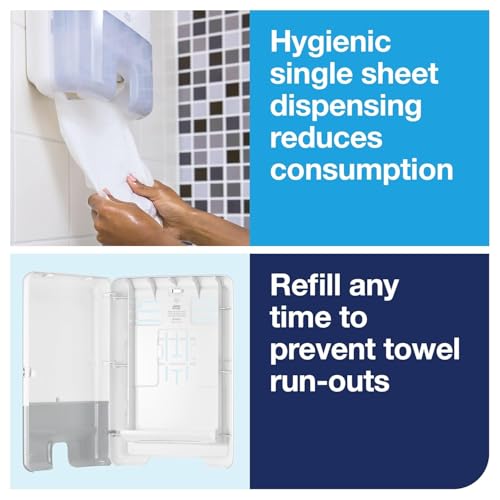 Tork Xpress Multifold Hand Towel Dispenser White H2, Slim, One-at-a-Time Dispensing, Elevation Design, 553020 - Image 3