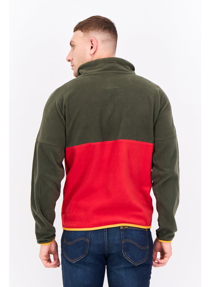 Penfield Men Colorblock Fleece Full Zip Jacket, Olive  - Image 3