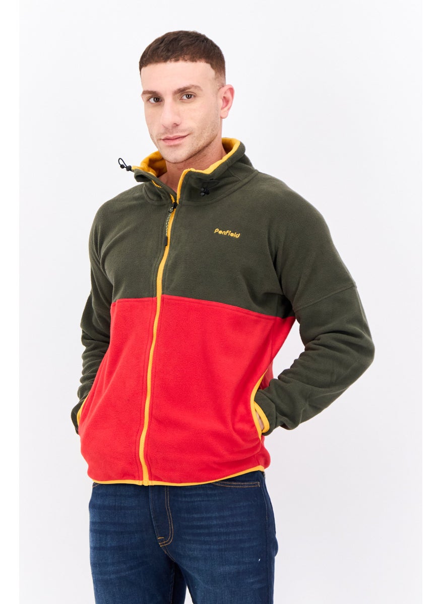 Penfield Men Colorblock Fleece Full Zip Jacket, Olive  - Image 1