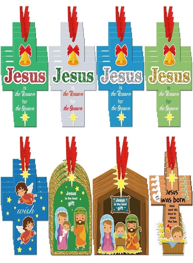 Oudain 32 Sets Nativity Craft Kits for Kids DIY Bible Christian Religious Christmas Crafts Jesus is The Reason Ornament Christian Sunday School Crafts for Kids Xmas Party Fun Preschool Classroom Activities - Image 1