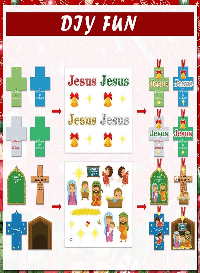 Oudain 32 Sets Nativity Craft Kits for Kids DIY Bible Christian Religious Christmas Crafts Jesus is The Reason Ornament Christian Sunday School Crafts for Kids Xmas Party Fun Preschool Classroom Activities - Image 3