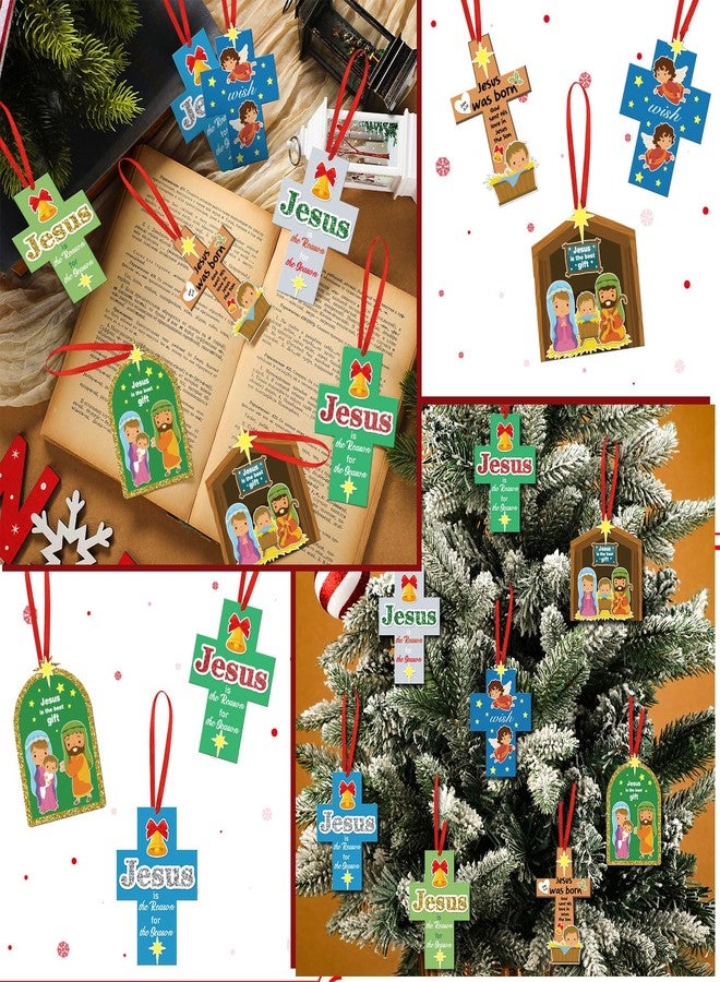 Oudain 32 Sets Nativity Craft Kits for Kids DIY Bible Christian Religious Christmas Crafts Jesus is The Reason Ornament Christian Sunday School Crafts for Kids Xmas Party Fun Preschool Classroom Activities - Image 5