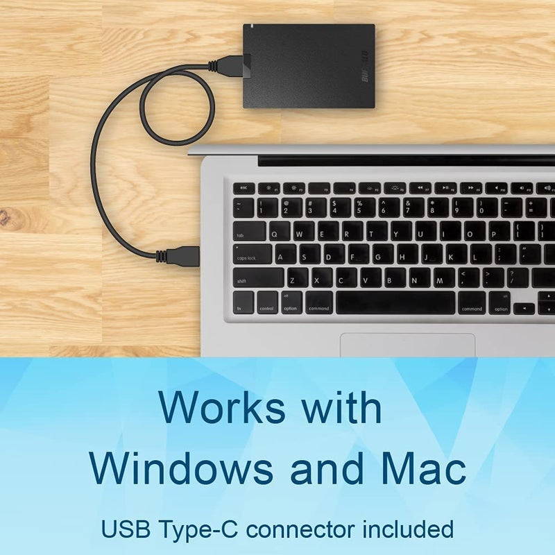 BUFFALO External SSD 500GB - Compatible with PS4 / PS5 / Windows/Mac - USB-C - USB-A - USB 3.2 - External Solid State Drive - â€ŽSSD-PG500U3B - Image 4