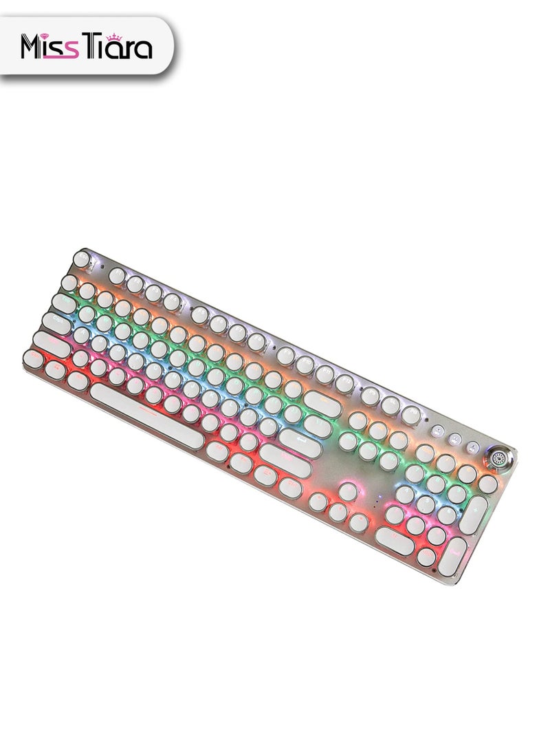 MissTiara K820WT Multimedia Mechanical Keyboard Retro Punk Button Keycap RGB Mechanical Keyboard Computer Game Wired Keyboard  - Image 1