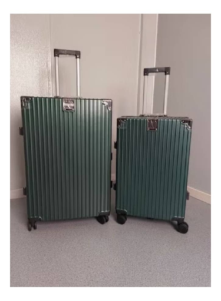 NKX Set of Three Aluminum Hard Shell Trolley Green Suitcases with 4 Spinner Wheels Size 20*24*28 Inches  - Image 3