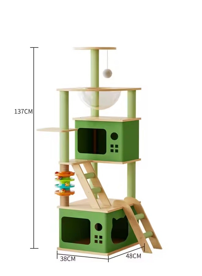 Cat Tree Cat Tower Kitten Condo House with Scratching Posts Cat Climbing Tree with Cat House Five-layer Cat Furniture 137 cm for Large Cat Pet tree Cat Bed easy to Assembly - Image 4