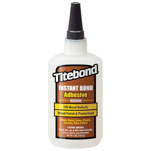 Titebond Instant Bond Medium Adhesive, 5-Second Bond, Home Repair, Woodworking, Crafts, Hairline Cracks, Filling Wood Knots, 4 oz. 6212 - Image 1