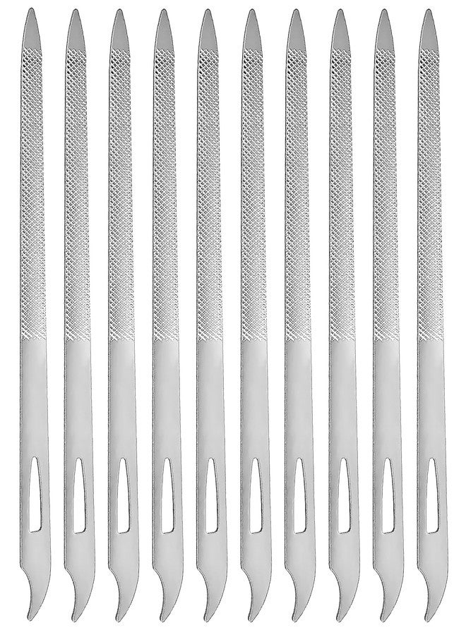 Jaasuee 10-Pack Metal Nail Files for Natural Nails - Stainless Steel, Thin, Durable with Curved Sharp Pointed Tip, Double-Sided Manicure and Pedicure Tools - Image 1