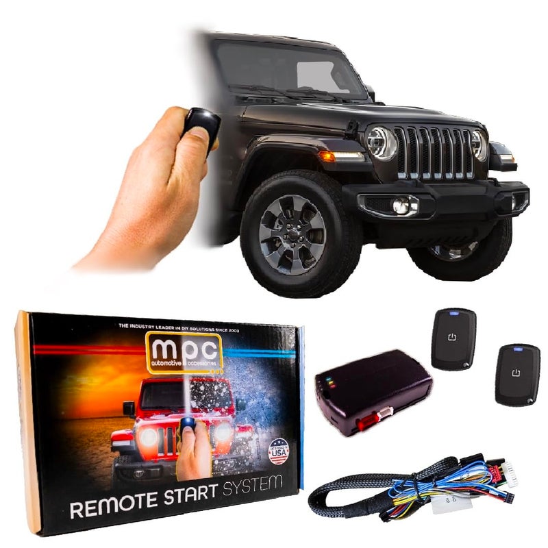 MPC Remote Start Kit Compatible with Jeep Wrangler 20072018 2X Long Range 2000ft Remotes Plug and Play USA Tech Support