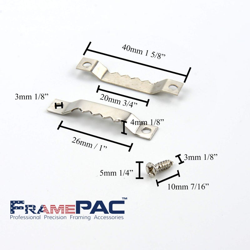 FramePac Sawtooth Picture Hangers 1 5/8"" [100 Pack] with Screws - (AKA Picture Hanging Hardware  Picture Frame Hanger Picture Hanger Hooks  Picture Hooks for Hanging) - Image 3
