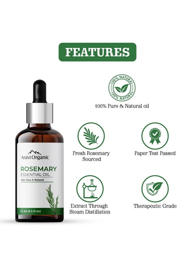 Aravi Organic 100% Pure And Natural Rosemary Essential Oil For Hair Growth Hair Fall Control Hair Nourishment & Strengthens And Skin Care Rosemary Oil For Women And Men 30 Ml  - Image 2