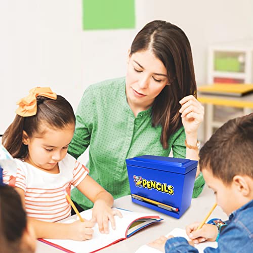 Kiggos Pencil Dispenser Holder Blue Stainless Steel Dispenser for Pencils with 6 Beautiful Stickers for Decoration Metal Pencil Dispenser for Classroom Home Office Teachers Students (Pencils Not Included) - Image 5