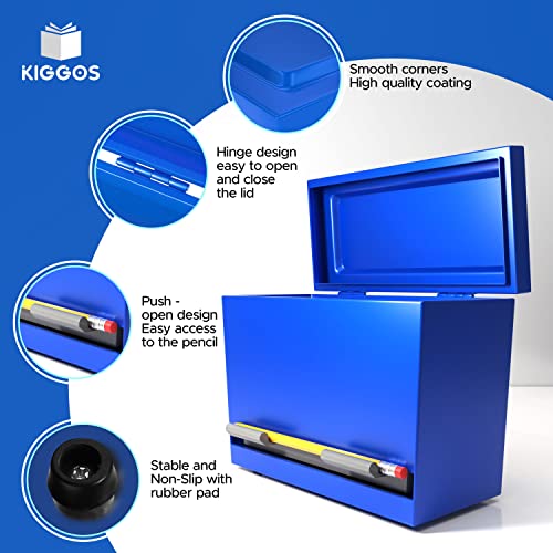 Kiggos Pencil Dispenser Holder Blue Stainless Steel Dispenser for Pencils with 6 Beautiful Stickers for Decoration Metal Pencil Dispenser for Classroom Home Office Teachers Students (Pencils Not Included) - Image 2