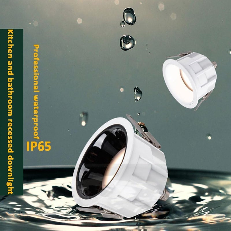 مصباح LED غائر بحجم 3.3 بوصة بقدرة 7 واط/10 واط، مقاوم للماء بمعيار IP65، مصباح دش مقاوم للماء، سبوت لايت سقف فائق النحافة بجسم ألومنيوم مع مؤشر تجسيد لوني 95 للحمام وغرفة النوم والممر (3000K-B10W) - Image 2