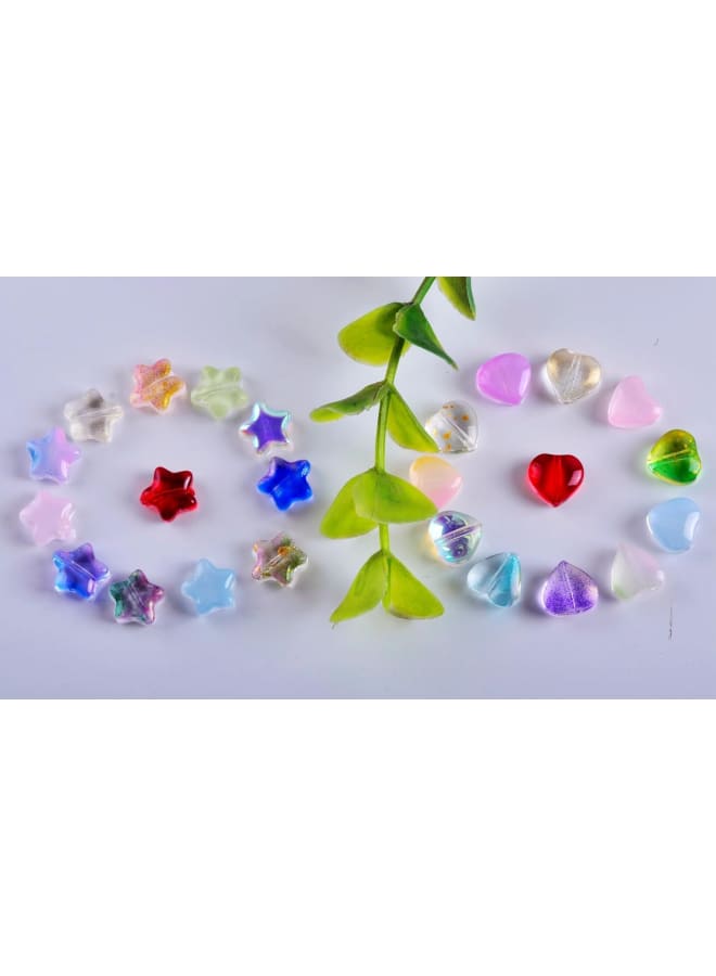 Star Beads & Heart Beads Kit 300pcs 8mm Glass Beads Crystal Spacer Beads for Bracelet Necklace Jewelry Making (8mm, Mix) - Image 3