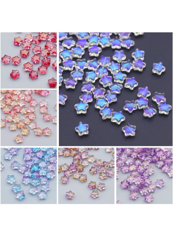 Star Beads & Heart Beads Kit 300pcs 8mm Glass Beads Crystal Spacer Beads for Bracelet Necklace Jewelry Making (8mm, Mix) - Image 5
