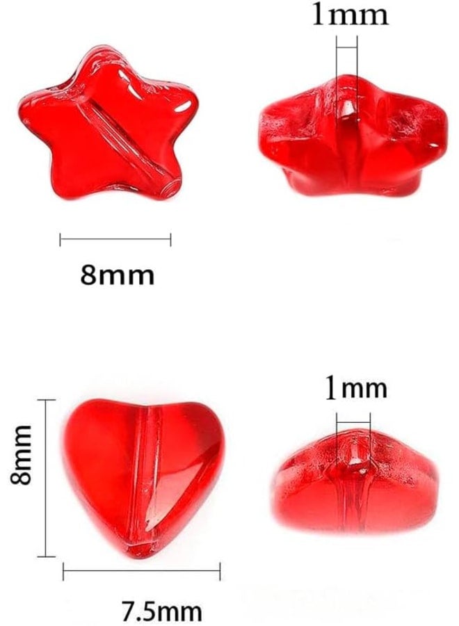 Star Beads & Heart Beads Kit 300pcs 8mm Glass Beads Crystal Spacer Beads for Bracelet Necklace Jewelry Making (8mm, Mix) - Image 4