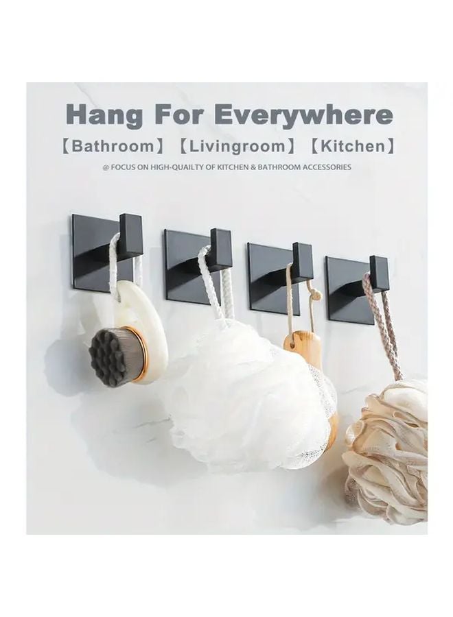 4Pcs Black Self Adhesive Towel Hooks No Drill Heavy Duty Wall Mount For Bathroom - Image 2