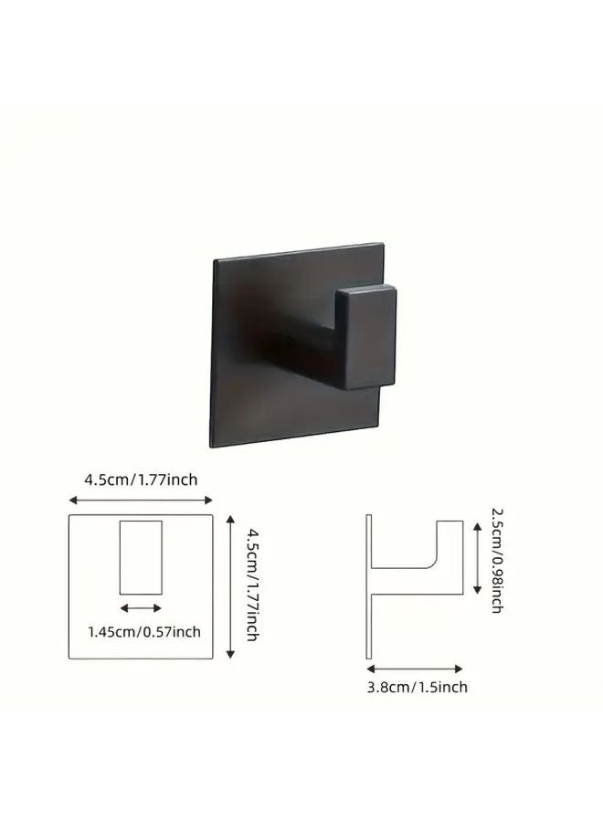 4Pcs Black Self Adhesive Towel Hooks No Drill Heavy Duty Wall Mount For Bathroom - Image 4