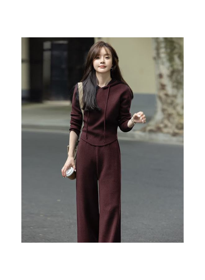 Mt Winter Simple Knit Sweater With Elastic Waist Wide-leg Pants Set - Image 4
