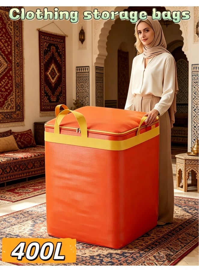 CityRiya-Long Space Saving Clothing Storage Bags, 400L Under Bed Storage for Clothes, Blankets & Toys, Stackable Organizer Bags with Double Zipper for Closet (D-122M-ORANGE-L) - Image 1