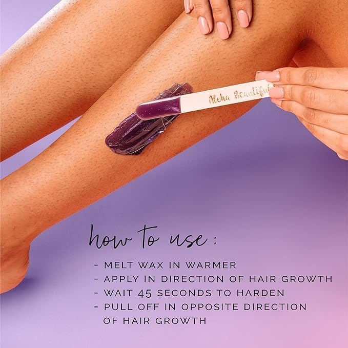 KoluaWax Hard Wax Beads for Hair Removal â€“ Coarse Hair Formula â€“ Face, Brazilian, Underarms, Back Chest, Bikini Waxing â€“ Lavender Bliss, 1lb Refill for Wax Warmers & 10 Large Applicator Sticks - Image 3