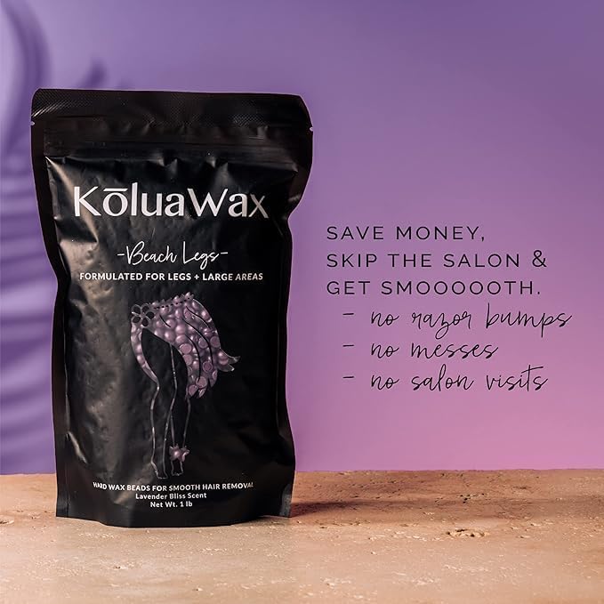 KoluaWax Hard Wax Beads for Hair Removal â€“ Coarse Hair Formula â€“ Face, Brazilian, Underarms, Back Chest, Bikini Waxing â€“ Lavender Bliss, 1lb Refill for Wax Warmers & 10 Large Applicator Sticks - Image 4