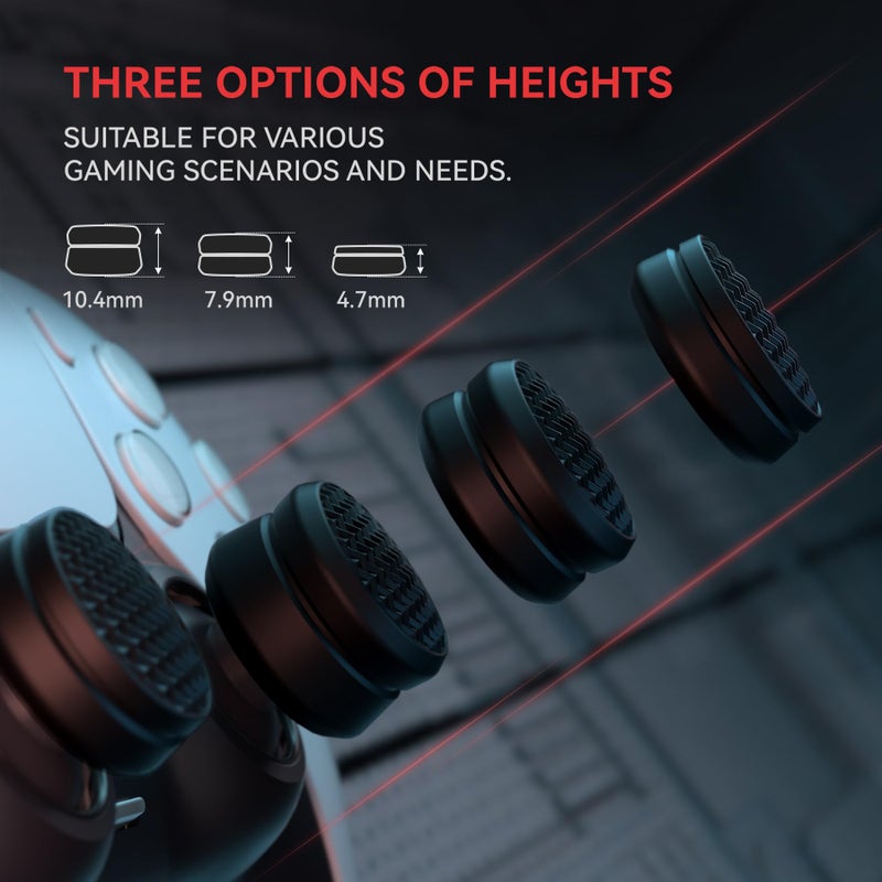 PlayVital 3 Height Armor Thumbs Cushion Caps Thumb Grips for ps5, for ps4, Thumbstick Grip Cover for Xbox Core Wireless Controller, Thumb Grip Caps for Xbox One, Elite Series 2, for Switch Pro - Black - Image 3