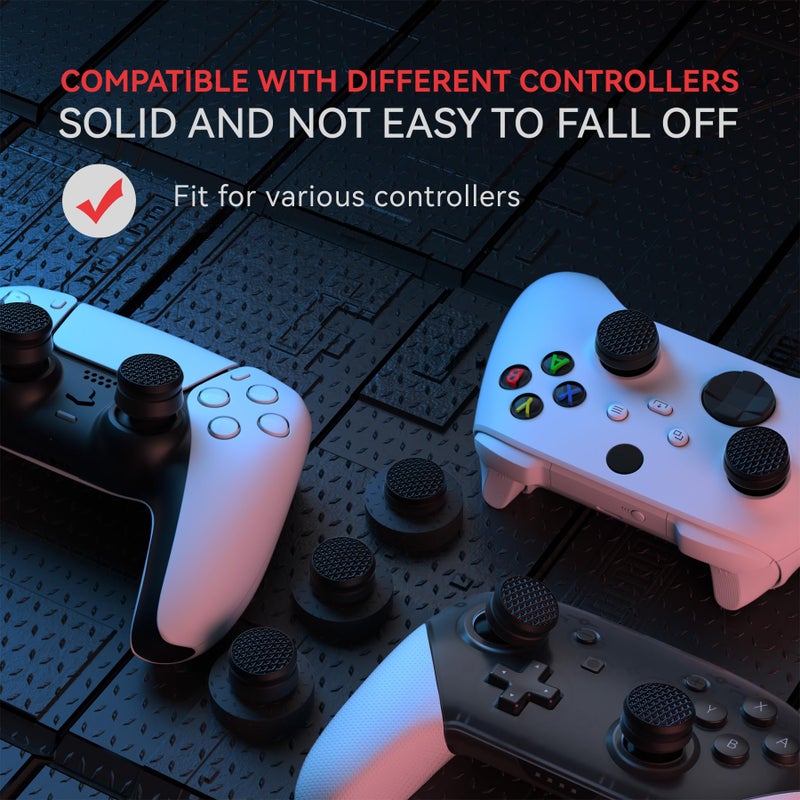 PlayVital 3 Height Armor Thumbs Cushion Caps Thumb Grips for ps5, for ps4, Thumbstick Grip Cover for Xbox Core Wireless Controller, Thumb Grip Caps for Xbox One, Elite Series 2, for Switch Pro - Black - Image 2