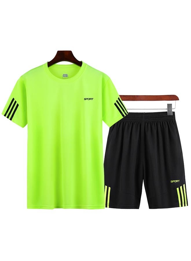 Casual T-Shirt And Shorts Set Green  - Image 1