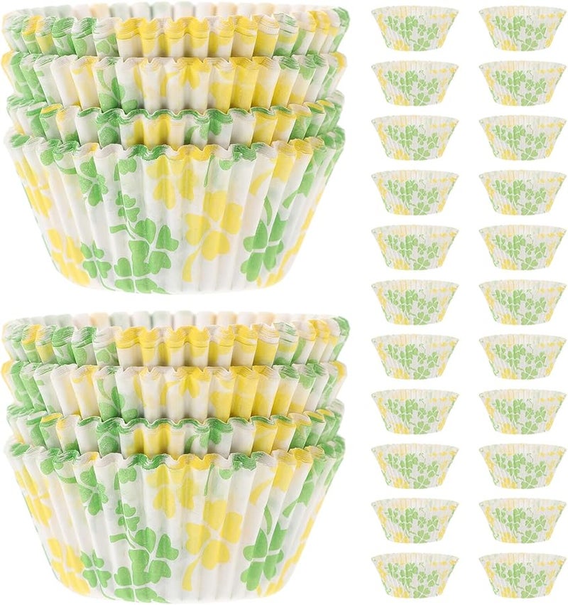 Clover Pattern Paper Muffin Liners 100 Pcs Oil Resistant Baking Cups For Wedding Party - Image 1