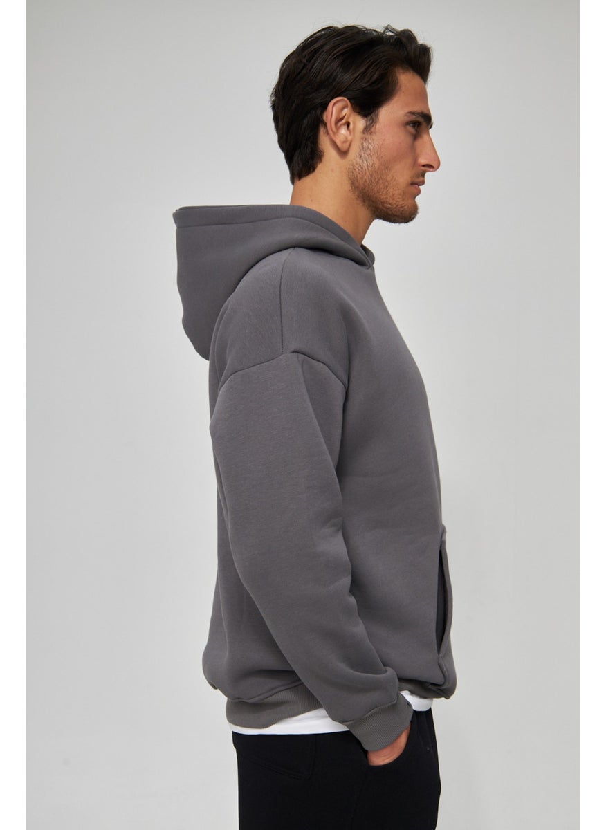 Men's Smoke Unisex Plain Hooded Collar Cotton Pocket Detailed Sweatshirt - pzsku/ZC6B4469DA477382BDD5FZ/45/_/1731226582/83444e08-6536-4b81-bdd8-9c6dfa9d020d