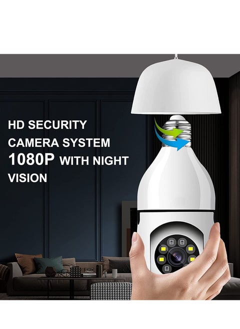 Bulb Camera, 1080P Security Camera System with 2.4GHz WiFi, 360 Degree Wireless Home Surveillance Cameras, Night Vision, Two Way Audio, Smart Motion Detection