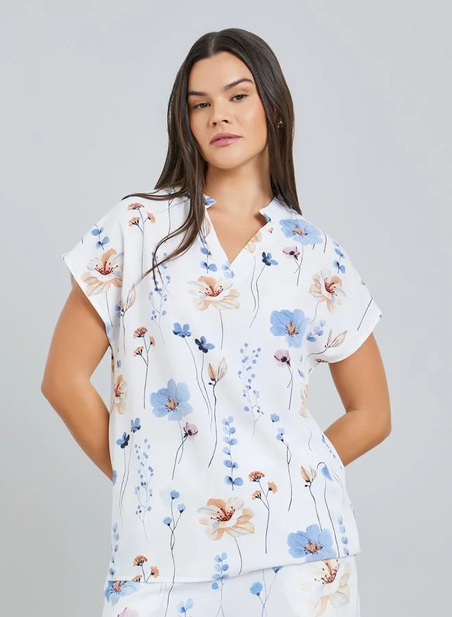 Take Two Women White Floral Print Top