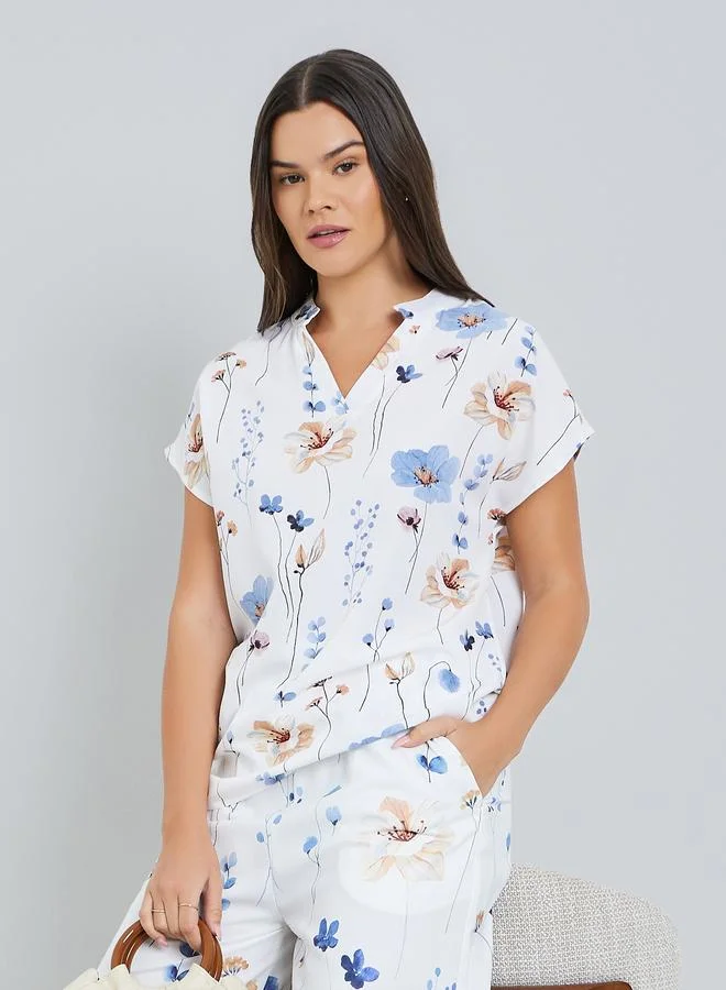 Take Two Women White Floral Print Top