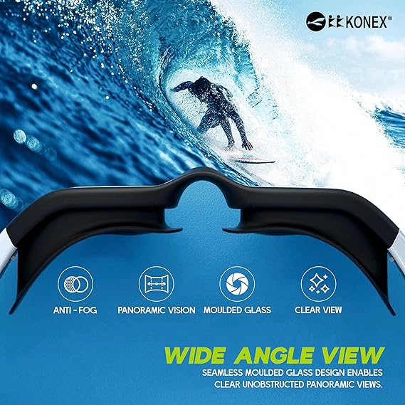 KONEX Anti-Fog Premium Swimming Goggles for Men & Women with UV Protection | Comes Along with Ear Plugs & Nose Pin | Ideal for Children & Adults (Mercury) (Mercury) - Image 5