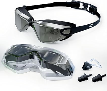 KONEX Anti-Fog Premium Swimming Goggles for Men & Women with UV Protection | Comes Along with Ear Plugs & Nose Pin | Ideal for Children & Adults (Mercury) (Mercury) - Image 1