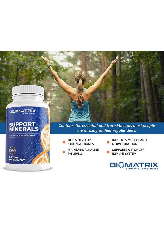 BioMatrix - Support Minerals Supplement With Chelated Zinc Copper Calcium Magnesium Boron Iodine Selenium Chromium Potassium Kreb Cycle Carriers Increase Bioavailability (120 Capsules) - Image 1