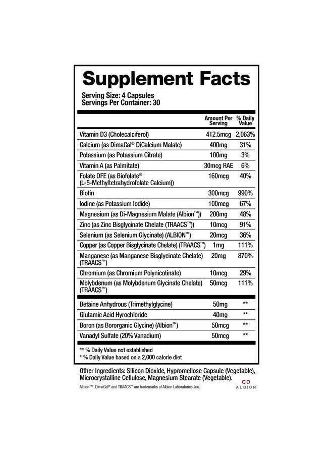 BioMatrix - Support Minerals Supplement With Chelated Zinc Copper Calcium Magnesium Boron Iodine Selenium Chromium Potassium Kreb Cycle Carriers Increase Bioavailability (120 Capsules) - Image 1