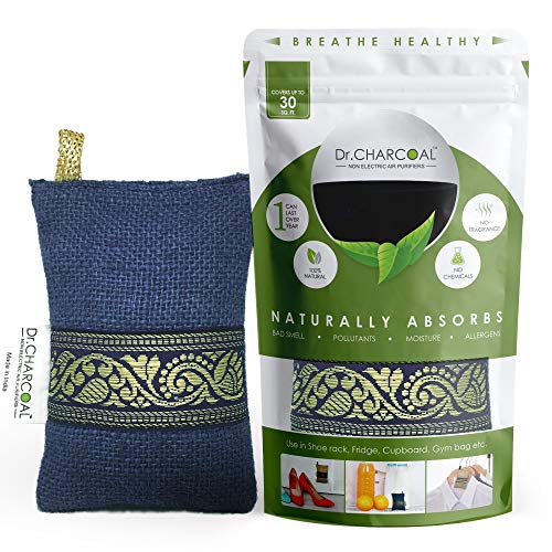 Dr. CHARCOAL Dr CHARCOAL Fridge Deodorizer, Keeps Your Refrigerator and Freezer Fresh, Dry and Odor Free For 1 Year. 75gm, Long Lasting Activated Charcoal Bag| More Powerful than Baking Soda to remove Bad Smell - Image 1
